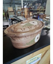 COCOTTE OVALE A BAECKEOFFE DE SOUFFLENHEIM TERRE CUITE ÉMAILLÉE 