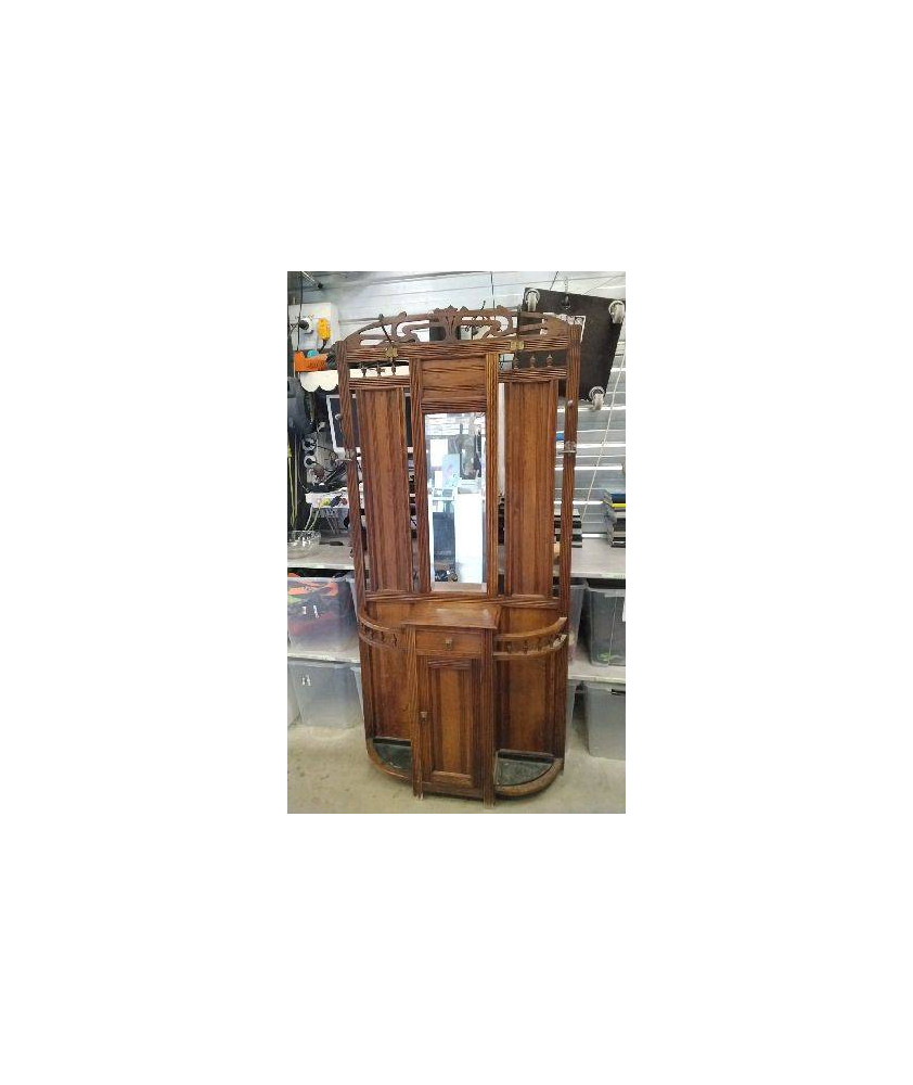 VESTIAIRE BOIS MIROIR BISEAUTE 
