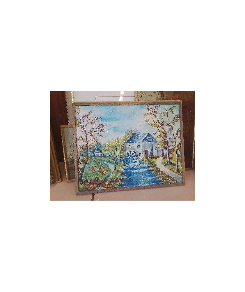 PEINTURE A L’HUILE  SUR BOIS ’ LE MOULIN’