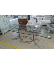 TABLE VERRE ET FER FORGÉ