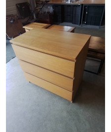 COMMODE BOIS CLAIR 3 TIROIRS 