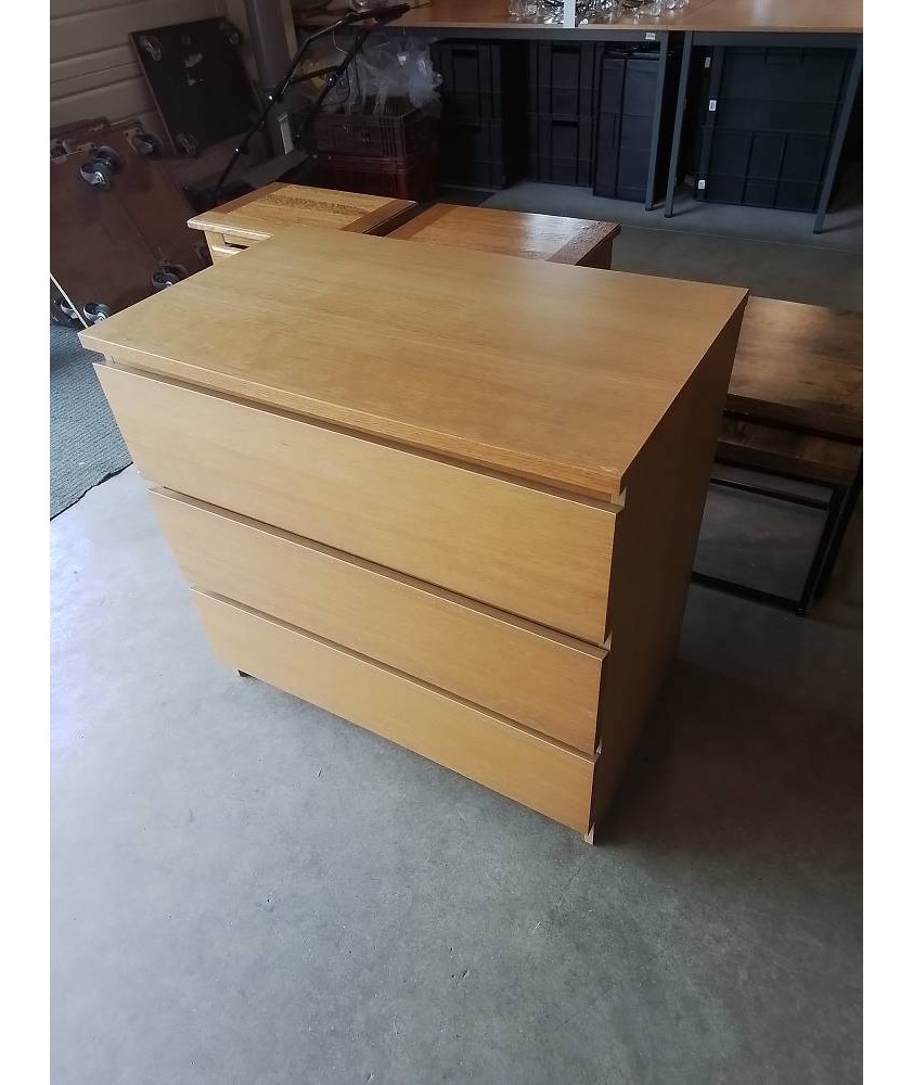 COMMODE BOIS CLAIR 3 TIROIRS 