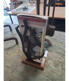 PORTE ALLUMETTES FER FORGÉ SOCLE BOIS 