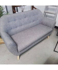 PETIT CANAPÉ 2 PLACES TISSU GRIS PIEDS BOIS DÉVISSABLES