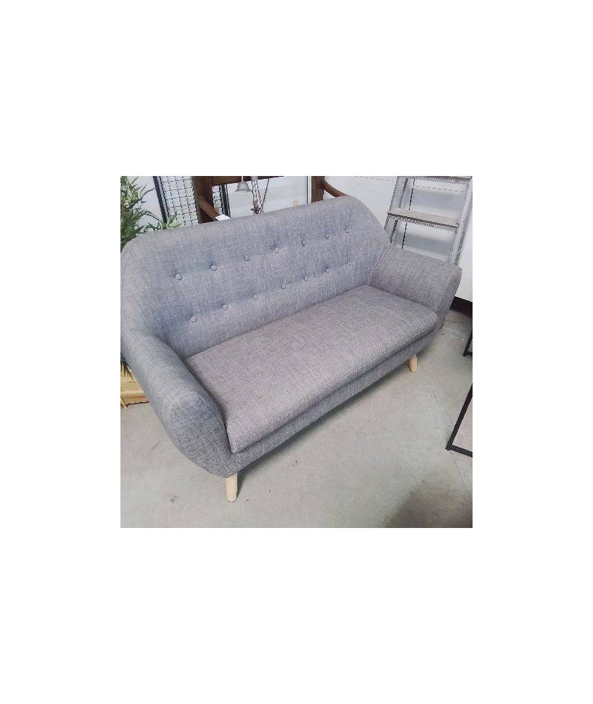 PETIT CANAPÉ 2 PLACES TISSU GRIS PIEDS BOIS DÉVISSABLES PETIT CANAPÉ 2 PLACES TISSU GRIS PIEDS BOIS DÉVISSABLES