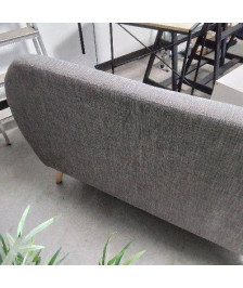 PETIT CANAPÉ 2 PLACES TISSU GRIS PIEDS BOIS DÉVISSABLES