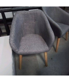 FAUTEUIL TISSU GRIS PIEDS BOIS