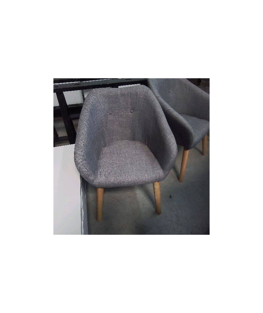 FAUTEUIL TISSU GRIS PIEDS BOIS