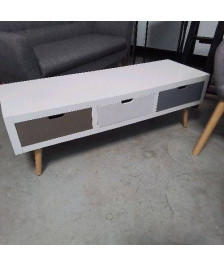 MEUBLE TV BOIS 3 TIROIRS 