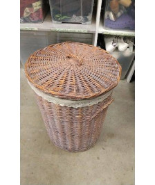 CORBEILLE A LINGE OSIER ET TISSU 