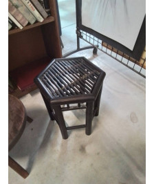 TABLE BASSE HEXAGONALE ROTIN ET VANNERIE NOIR 