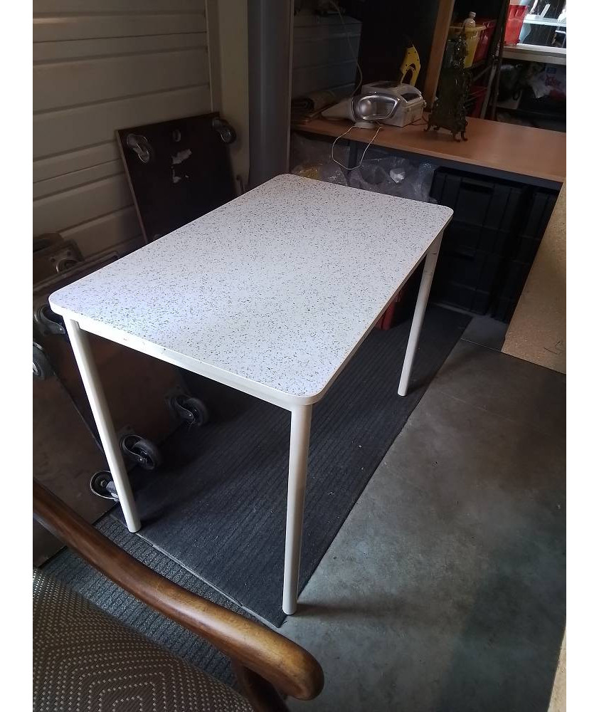 TABLE RECTANGULAIRE MÉTAL ET BOIS ECRU 100X60X74,5CM