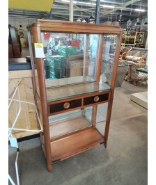 VITRINE ÉLECTRIFIÉE BOIS CLAIR 4 NICHES 1 TIROIR 