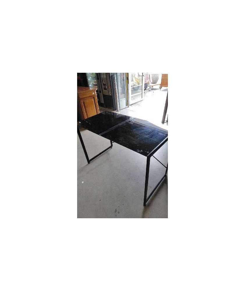 BUREAU METAL DESSUS VERRE