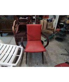 FAUTEUIL CUIR ROUGE STYLE BAUMANN 