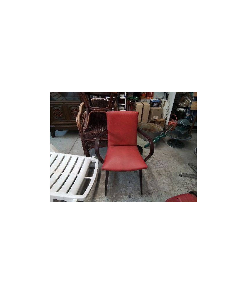 FAUTEUIL CUIR ROUGE STYLE BAUMANN 