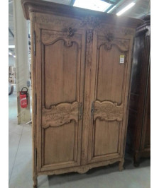 ARMOIRE DE MARIAGE CAUCHOISE BOIS NATUREL SCULPTÉ AU PANIER  226X148X55CM