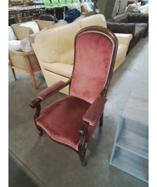 VOLTAIRE ACAJOU CAPITONNÉ VIEUX ROSE XIXE
