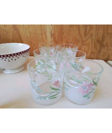 LOT DE 6 VERRES MOTIF FLORAL 