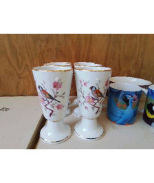 LOT DE 6 MAZAGRANS MOTIF OISEAU 