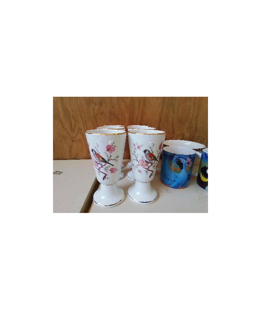 LOT DE 6 MAZAGRANS MOTIF OISEAU 
