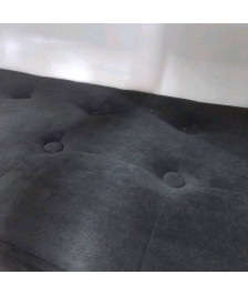 BANC COFFRE VELOURS NOIR CAPITONNÉ 