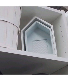 LOT 2 PETITES MAISONS DECO A POSER BLANC BLEU