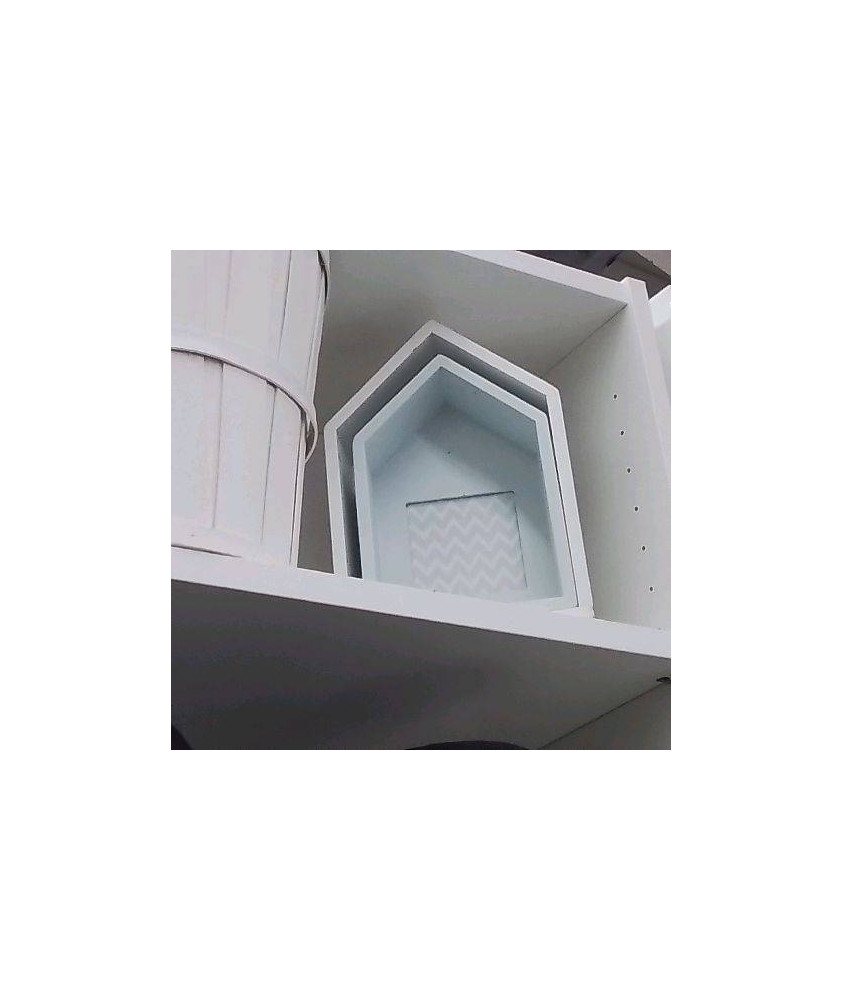 LOT 2 PETITES MAISONS DECO A POSER BLANC BLEU