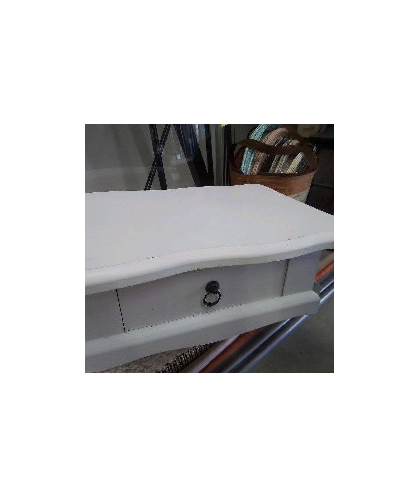 CONSOLE BOIS BLANCHE 2 TIROIRS STYLE CHARME