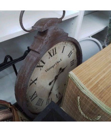 HORLOGE VINTAGE CLOCK RONDE STYLE INDUSTRIEL FORME GOUSSET