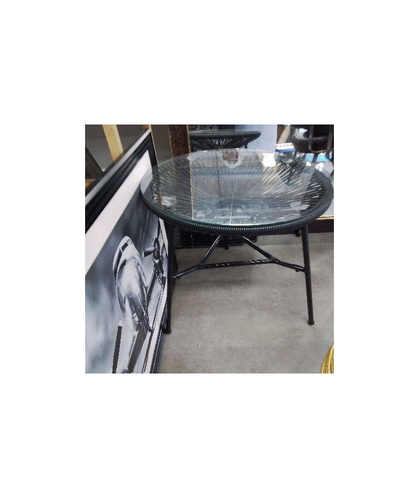 TABLE BASSE RONDE PLATEAU VERRE DESSOUS FILS PLASTIQUES TABLE BASSE RONDE PLATEAU VERRE DESSOUS FILS PLASTIQUES