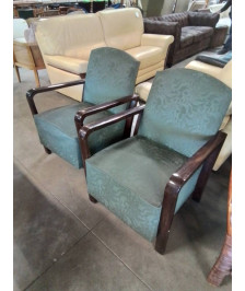 PAIRE DE FAUTEUILS ART DECO TISSU VERT