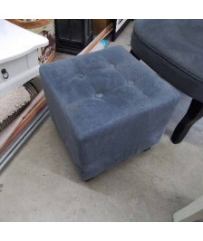 POUF VELOURS GRIS CARRÉ 