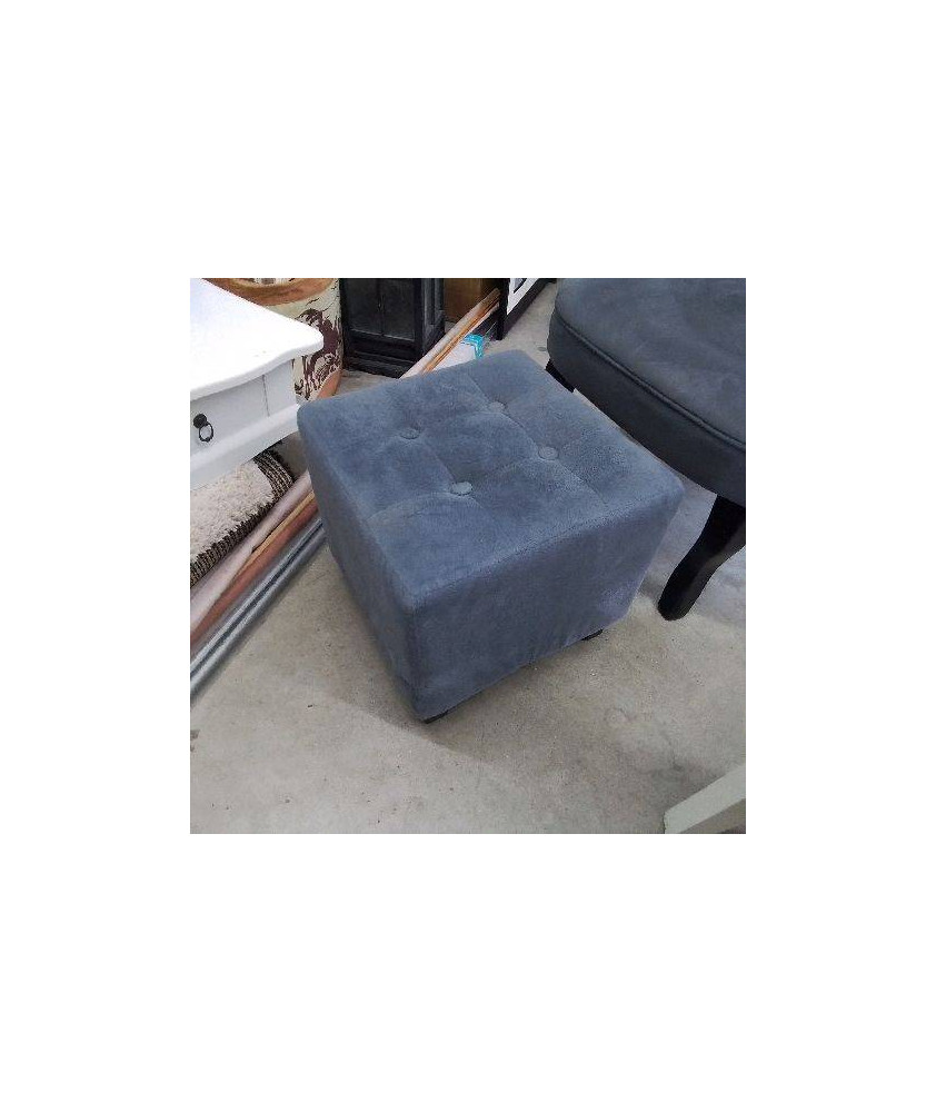 POUF VELOURS GRIS CARRÉ 