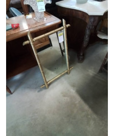 MIROIR FAUX BAMBOU PEINT DORÉ XIXE