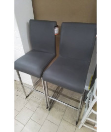 TABOURET DE BAR SIMILI CUIR GRIS