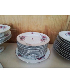ASSIETTES À DESSERT PORCELAINE MOTIF ROSE 