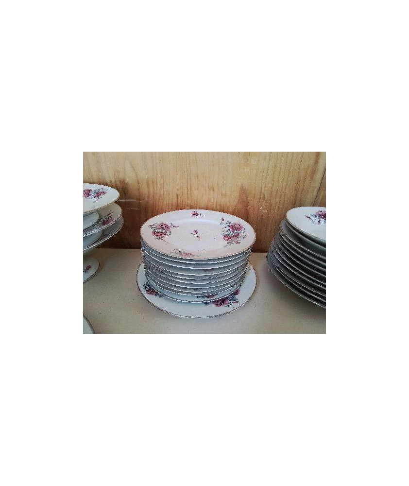 ASSIETTES À DESSERT PORCELAINE MOTIF ROSE 