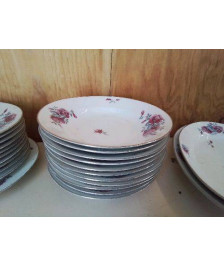 ASSIETTES CREUSE PORCELAINE MOTIF ROSE 