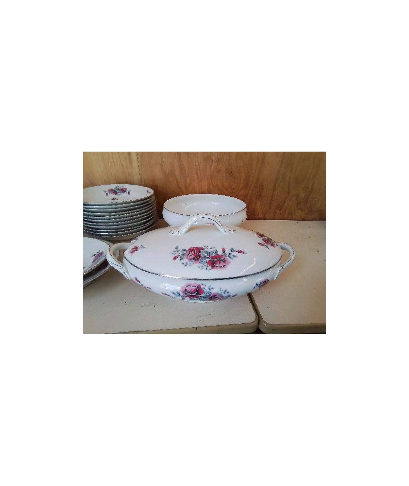 SOUPIÈRE PORCELAINE MOTIF ROSE 