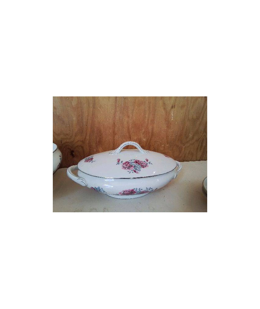 SOUPIÈRE PORCELAINE MOTIF ROSE 