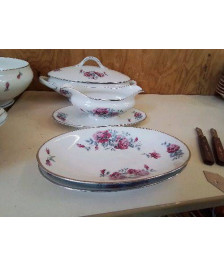 PAIRE RAVIER PORCELAINE MOTIF ROSE 