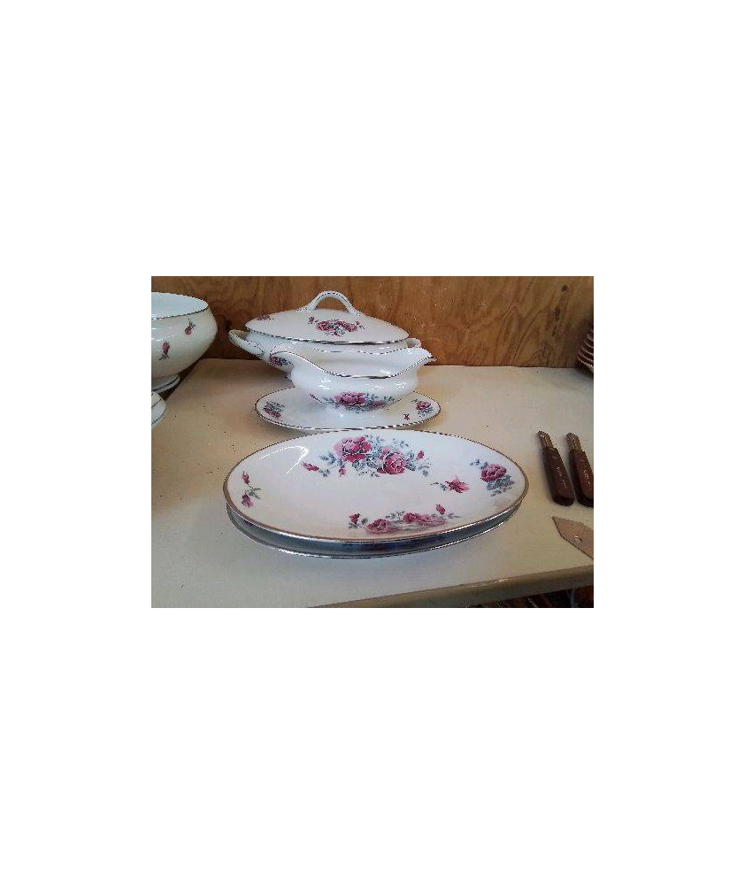 PAIRE RAVIER PORCELAINE MOTIF ROSE 