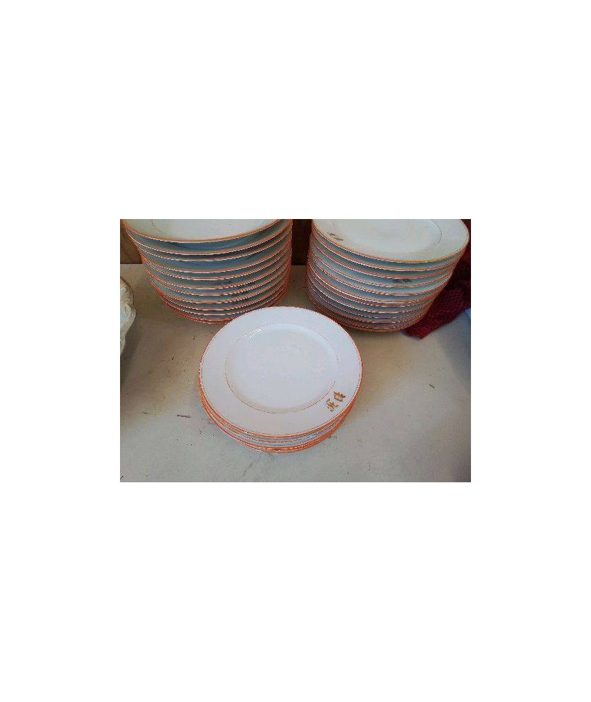 LOT DE 6 ASSIETTES À DESSERT ORANGE D’HÔTELLERIE 