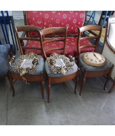 ESEMBLE DE 3 CHAISES TISSUS GRIS