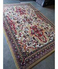 TAPIS LAINE FAIT MAIN OCRE ROUGE ECRU 180X120CM