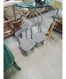 CHAISE ENFANT BOIS PEINT TAUPE ANNÉES 50