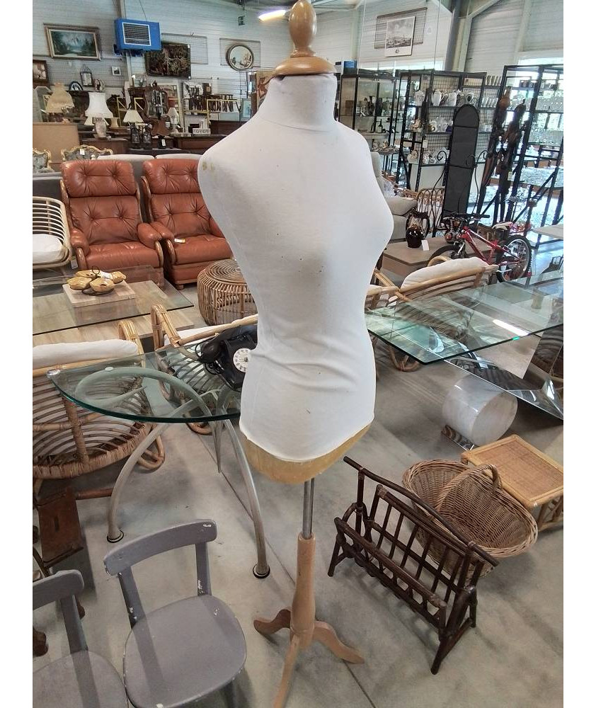 MANNEQUIN BUSTE FEMME PIED BOIS CLAIR 