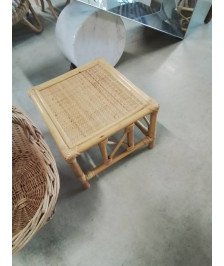 TABLE BASSE CARRÉ ROTIN ET VANNERIE 