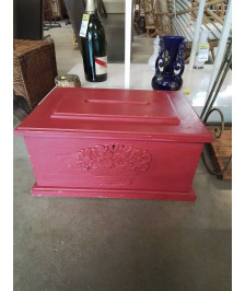 URNE DE VOTE BOIS PEINT ROUGE SCULPTÉ AU PANIER DEBUT XXE